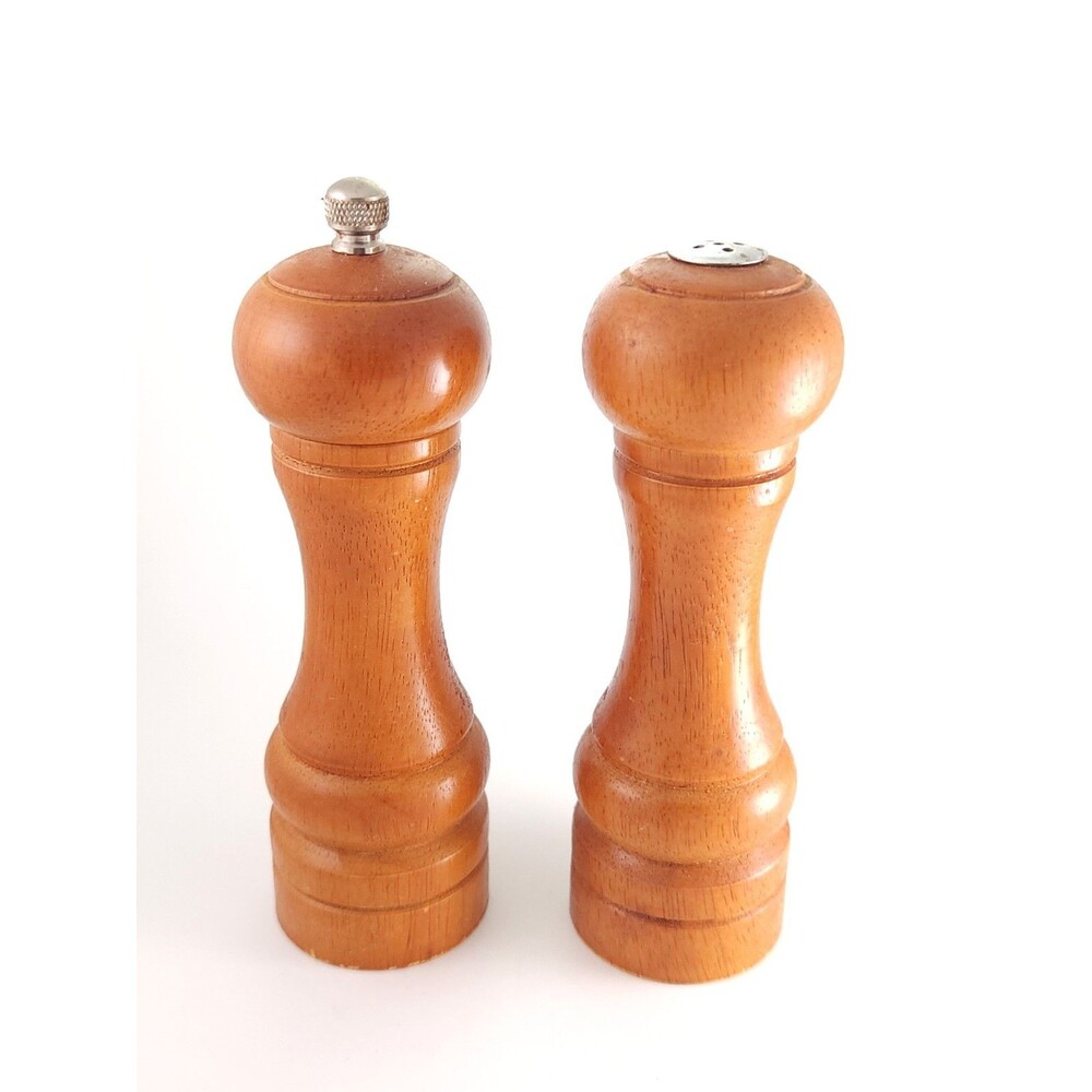 Vintage Trudeau Wood Salt Shaker Pepper Mill Grinder Set Made in Canada MCM